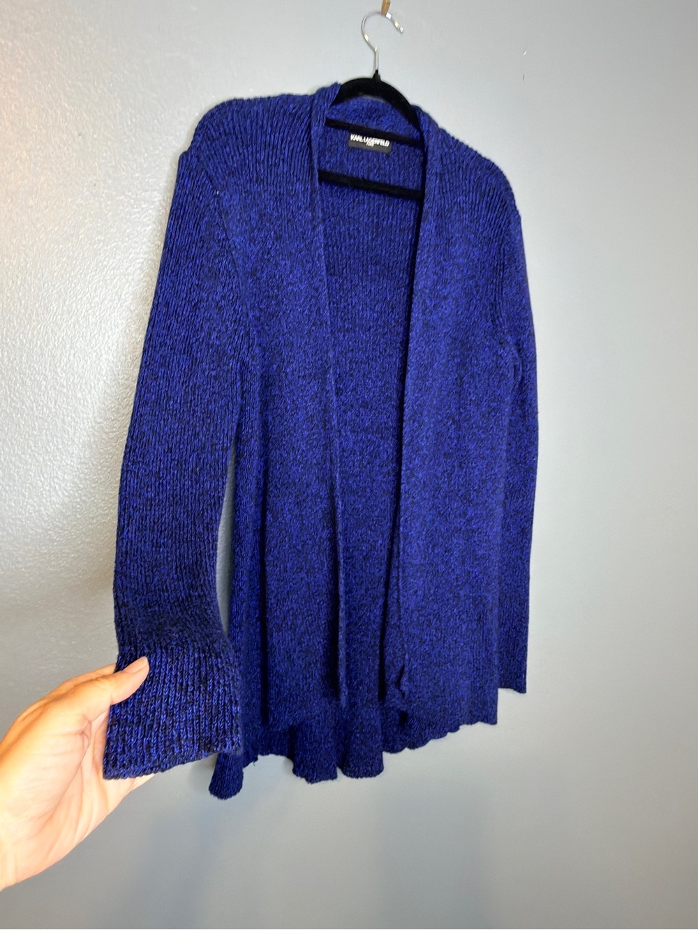 Karl Lagerfeld Open-Front Royal Blue Cardigan